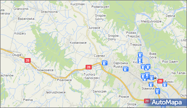 mapa Czerteż, Czerteż na mapie Targeo