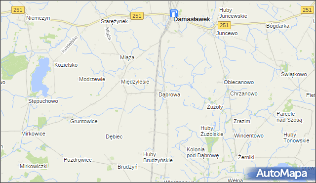 mapa Dąbrowa gmina Damasławek, Dąbrowa gmina Damasławek na mapie Targeo