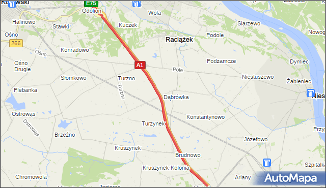 mapa Dąbrówka gmina Raciążek, Dąbrówka gmina Raciążek na mapie Targeo