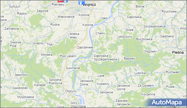 mapa Dąbrówka Szczepanowska, Dąbrówka Szczepanowska na mapie Targeo