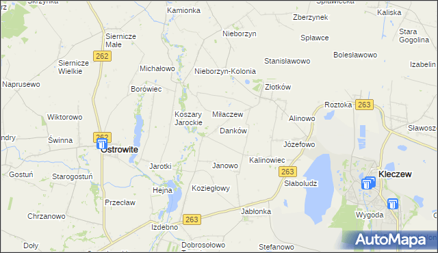 mapa Danków gmina Kleczew, Danków gmina Kleczew na mapie Targeo