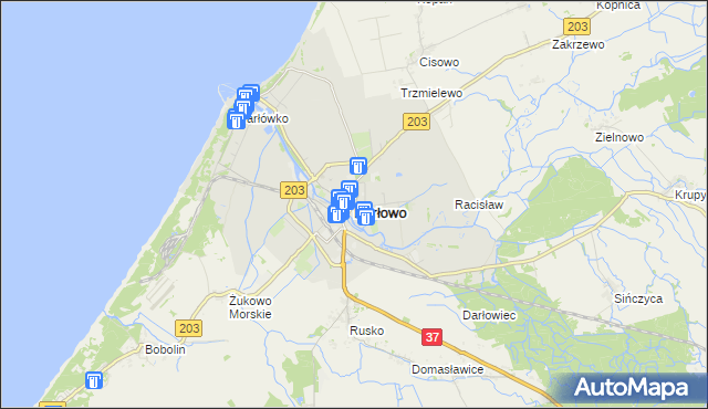 mapa Darłowo, Darłowo na mapie Targeo