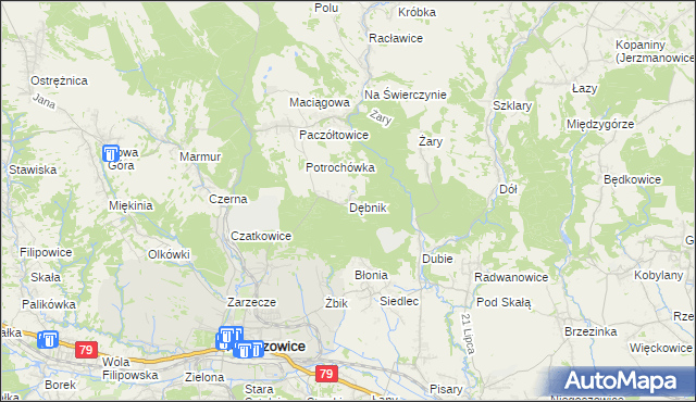 mapa Dębnik gmina Krzeszowice, Dębnik gmina Krzeszowice na mapie Targeo