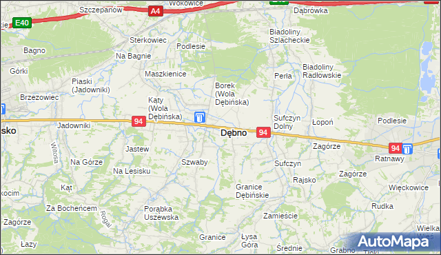 mapa Dębno powiat brzeski, Dębno powiat brzeski na mapie Targeo