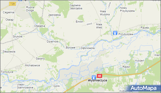 mapa Dębnowola gmina Mogielnica, Dębnowola gmina Mogielnica na mapie Targeo