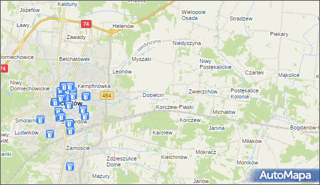 mapa Dobiecin Osada, Dobiecin Osada na mapie Targeo