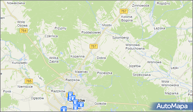 mapa Dobra gmina Staszów, Dobra gmina Staszów na mapie Targeo