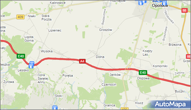 mapa Dolna gmina Leśnica, Dolna gmina Leśnica na mapie Targeo