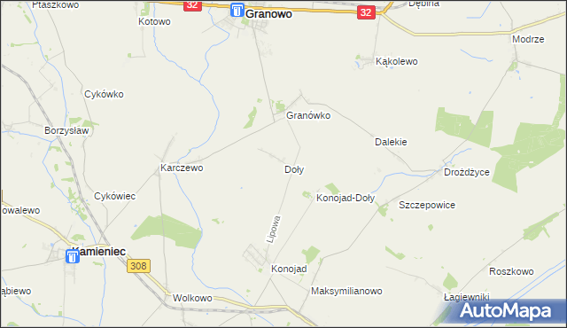 mapa Doły gmina Kamieniec, Doły gmina Kamieniec na mapie Targeo
