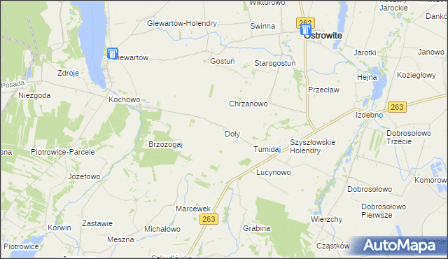 mapa Doły gmina Ostrowite, Doły gmina Ostrowite na mapie Targeo