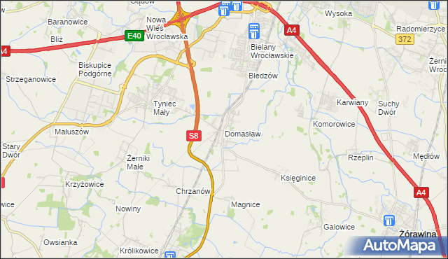 mapa Domasław, Domasław na mapie Targeo