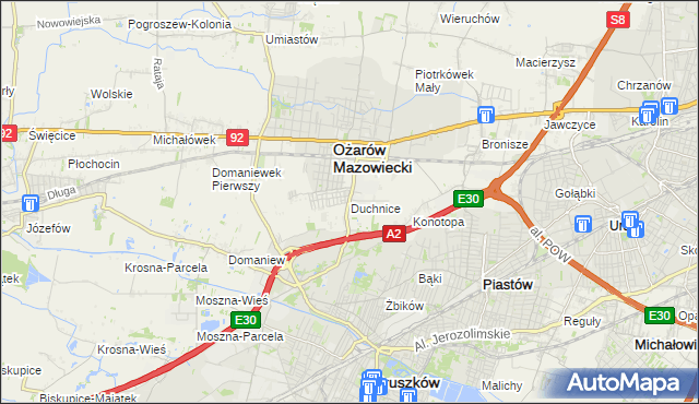 mapa Duchnice, Duchnice na mapie Targeo