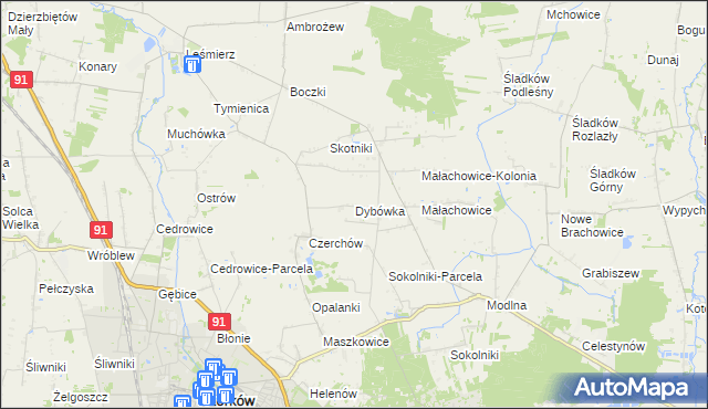 mapa Dybówka, Dybówka na mapie Targeo