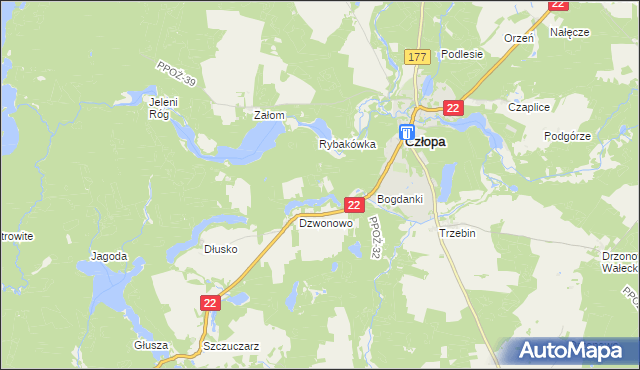 mapa Dzwonowo Leśniczówka, Dzwonowo Leśniczówka na mapie Targeo