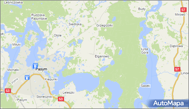 mapa Elganowo, Elganowo na mapie Targeo