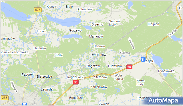 mapa Emilianów gmina Gostynin, Emilianów gmina Gostynin na mapie Targeo