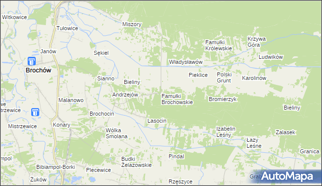 mapa Famułki Brochowskie, Famułki Brochowskie na mapie Targeo