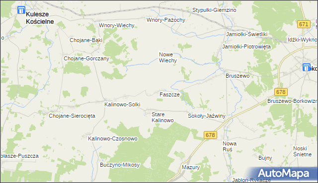 mapa Faszcze gmina Kulesze Kościelne, Faszcze gmina Kulesze Kościelne na mapie Targeo