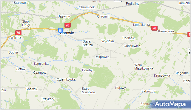 mapa Filipówka gmina Borowie, Filipówka gmina Borowie na mapie Targeo