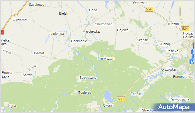 mapa Franksztyn, Franksztyn na mapie Targeo