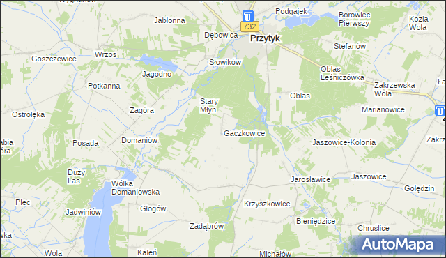 mapa Gaczkowice, Gaczkowice na mapie Targeo