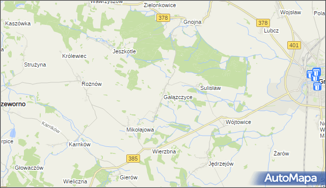 mapa Gałązczyce, Gałązczyce na mapie Targeo