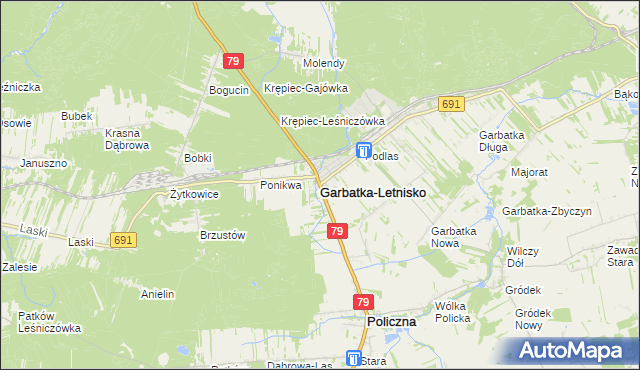 mapa Garbatka-Letnisko, Garbatka-Letnisko na mapie Targeo