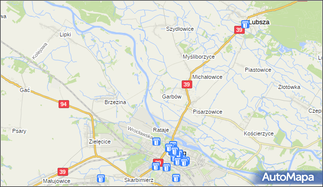 mapa Garbów gmina Lubsza, Garbów gmina Lubsza na mapie Targeo