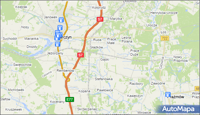 mapa Gąski gmina Tarczyn, Gąski gmina Tarczyn na mapie Targeo