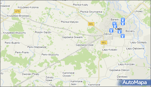 mapa Gąsówka-Osse, Gąsówka-Osse na mapie Targeo