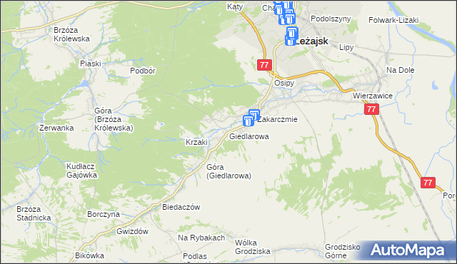 mapa Giedlarowa, Giedlarowa na mapie Targeo