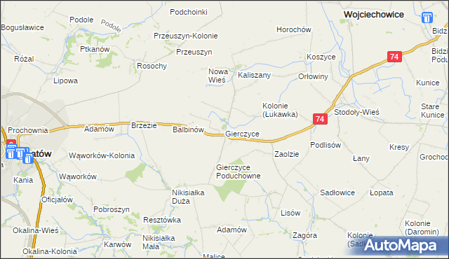 mapa Gierczyce gmina Wojciechowice, Gierczyce gmina Wojciechowice na mapie Targeo