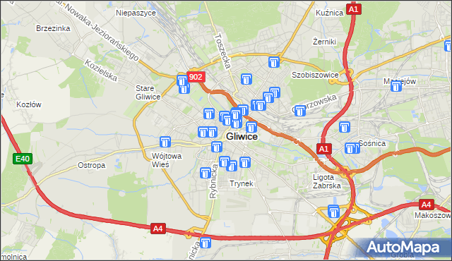 mapa Gliwic, Gliwice na mapie Targeo