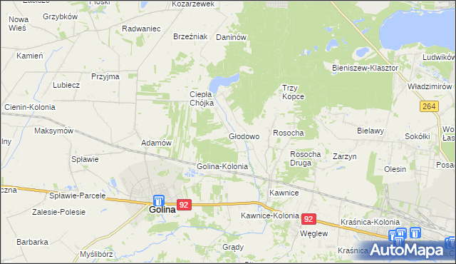 mapa Głodowo gmina Golina, Głodowo gmina Golina na mapie Targeo