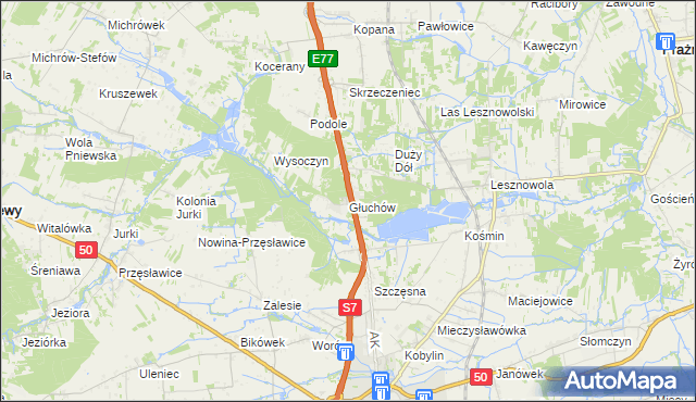 mapa Głuchów gmina Grójec, Głuchów gmina Grójec na mapie Targeo