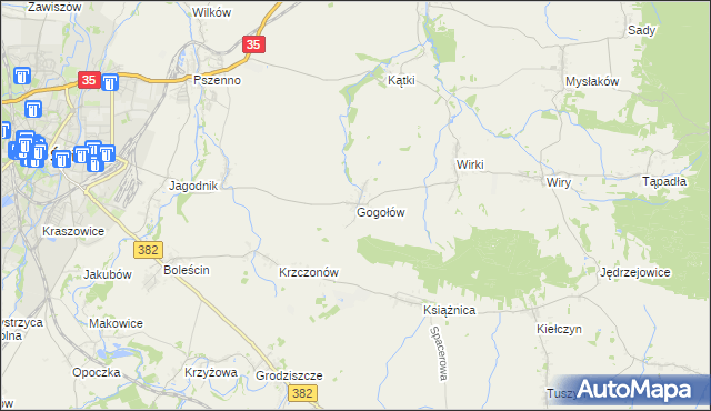 mapa Gogołów gmina Świdnica, Gogołów gmina Świdnica na mapie Targeo