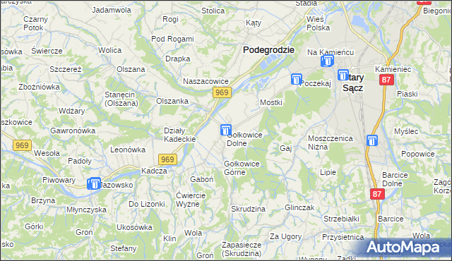 mapa Gołkowice Dolne, Gołkowice Dolne na mapie Targeo