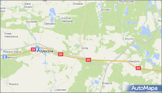 mapa Goraj gmina Przytoczna, Goraj gmina Przytoczna na mapie Targeo