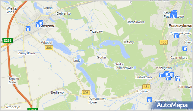 mapa Górka gmina Stęszew, Górka gmina Stęszew na mapie Targeo