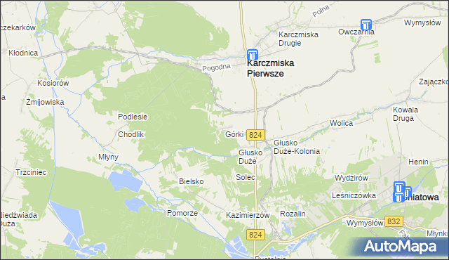 mapa Górki gmina Karczmiska, Górki gmina Karczmiska na mapie Targeo