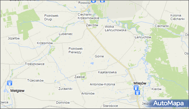 mapa Górne gmina Milejów, Górne gmina Milejów na mapie Targeo