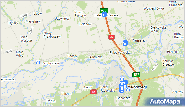 mapa Góry gmina Promna, Góry gmina Promna na mapie Targeo