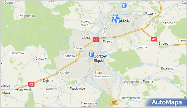 mapa Gorzów Śląski, Gorzów Śląski na mapie Targeo