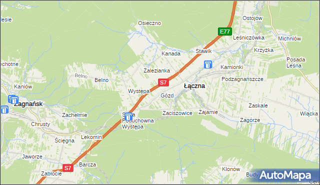 mapa Gózd gmina Łączna, Gózd gmina Łączna na mapie Targeo