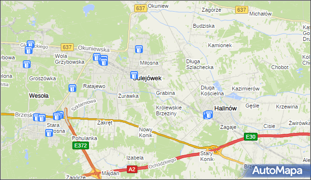 mapa Grabina gmina Halinów, Grabina gmina Halinów na mapie Targeo