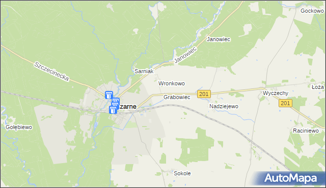 mapa Grabowiec gmina Czarne, Grabowiec gmina Czarne na mapie Targeo