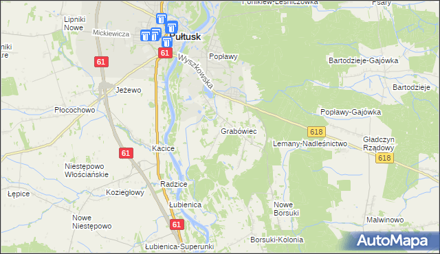 mapa Grabówiec gmina Pułtusk, Grabówiec gmina Pułtusk na mapie Targeo