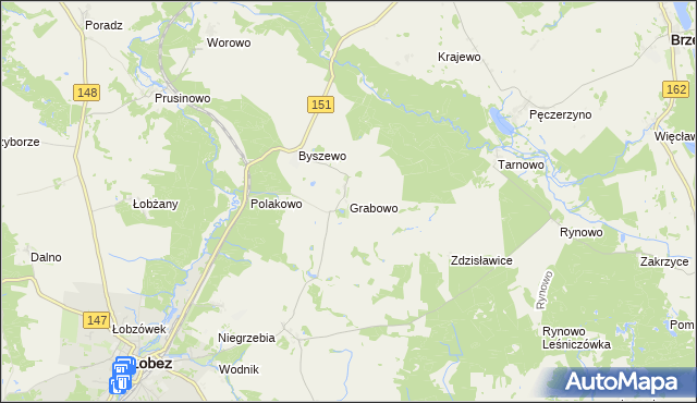 mapa Grabowo gmina Łobez, Grabowo gmina Łobez na mapie Targeo