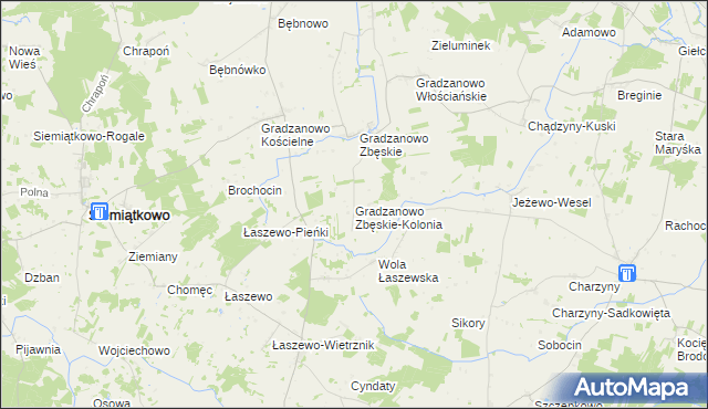mapa Gradzanowo Zbęskie-Kolonia, Gradzanowo Zbęskie-Kolonia na mapie Targeo
