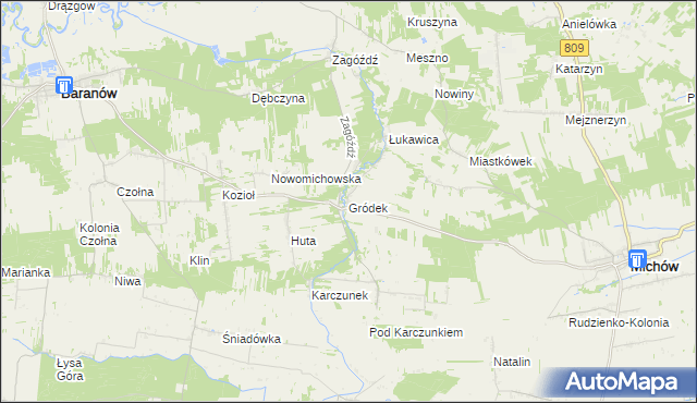 mapa Gródek gmina Baranów, Gródek gmina Baranów na mapie Targeo